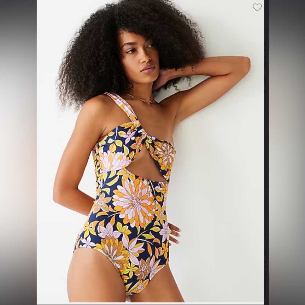 J. Crew  Cutout one-shoulder one-piece swimsuit in dusk floral